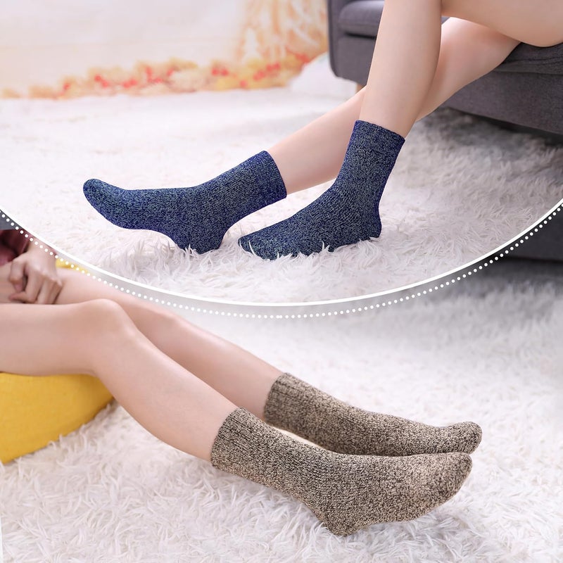 LINEMIN Wool Socks for Women Winter Warm Hiking Thick Warm Cozy Boot Crew Gift Socks 5 Pairs - Image 5